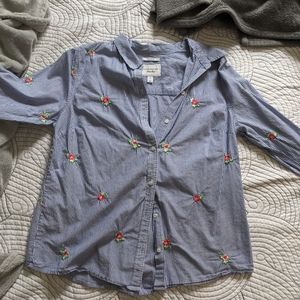 charter club blue and white button up shirt